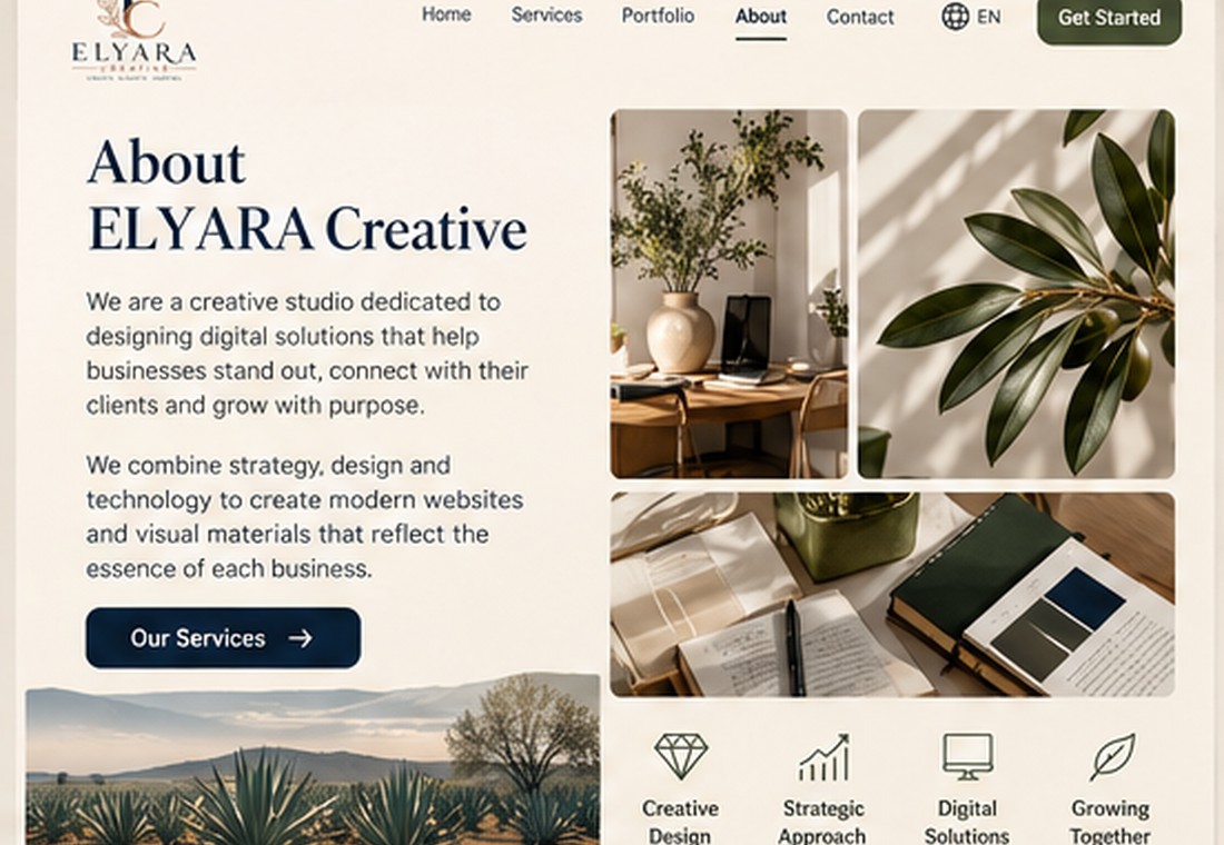 Elegant creative workspace without people